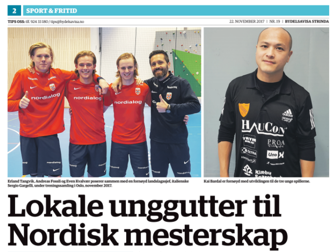 Strinda Bydelsavis med artikkel om Utleira Futsal