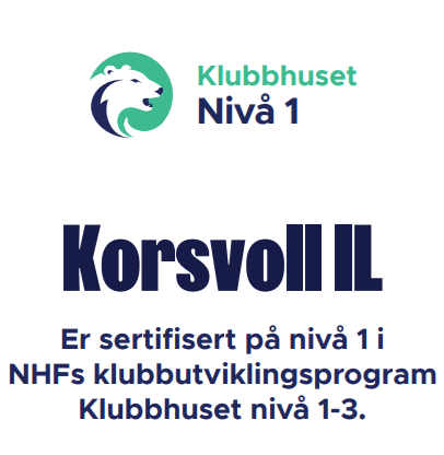Korsvoll IL Håndball er sertifisert på Klubbhuset Nivå 1