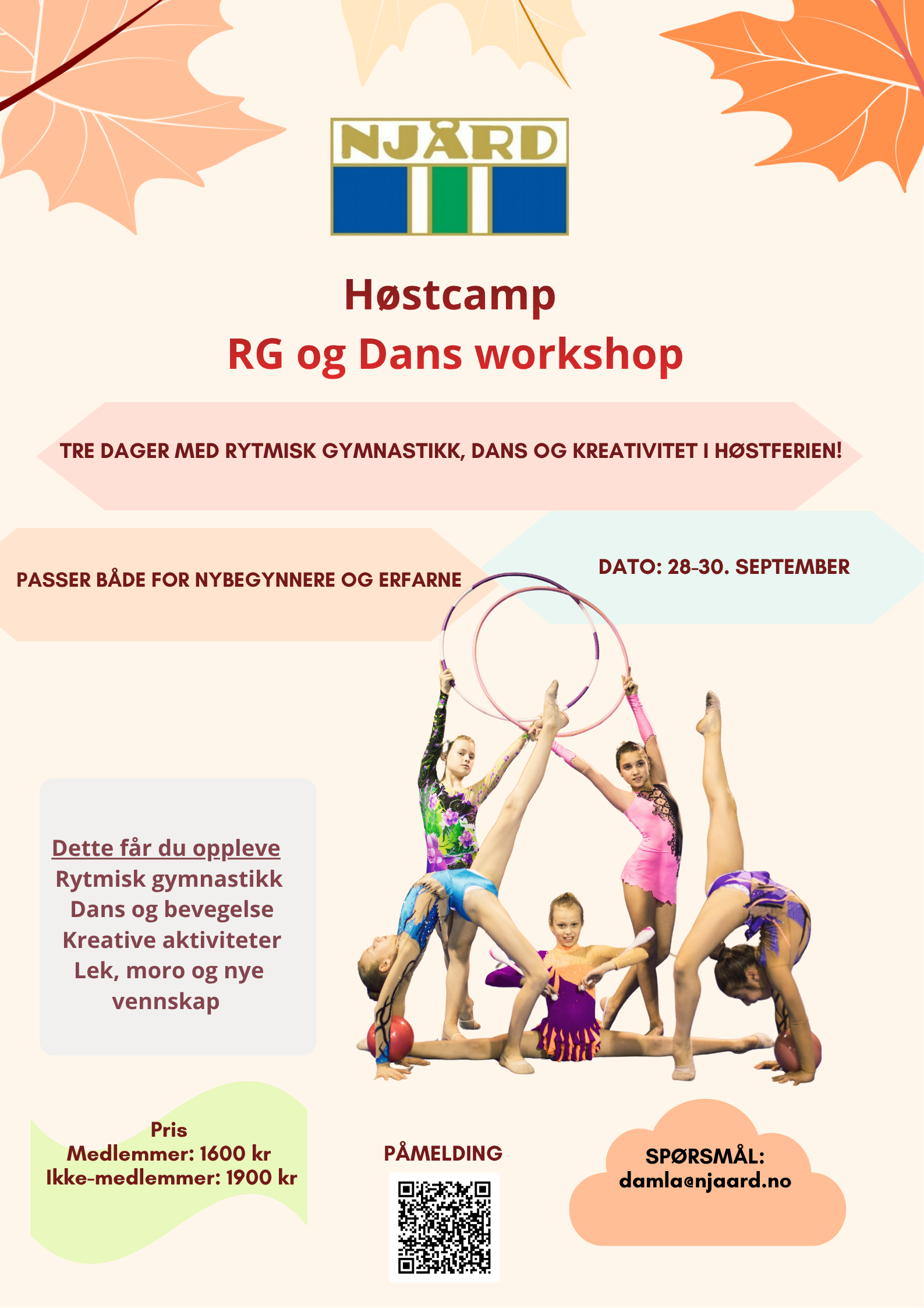HØSTCAMP RG &amp; DANS WORKSHOP 2026 i uke 40 (mandag - onsdag)