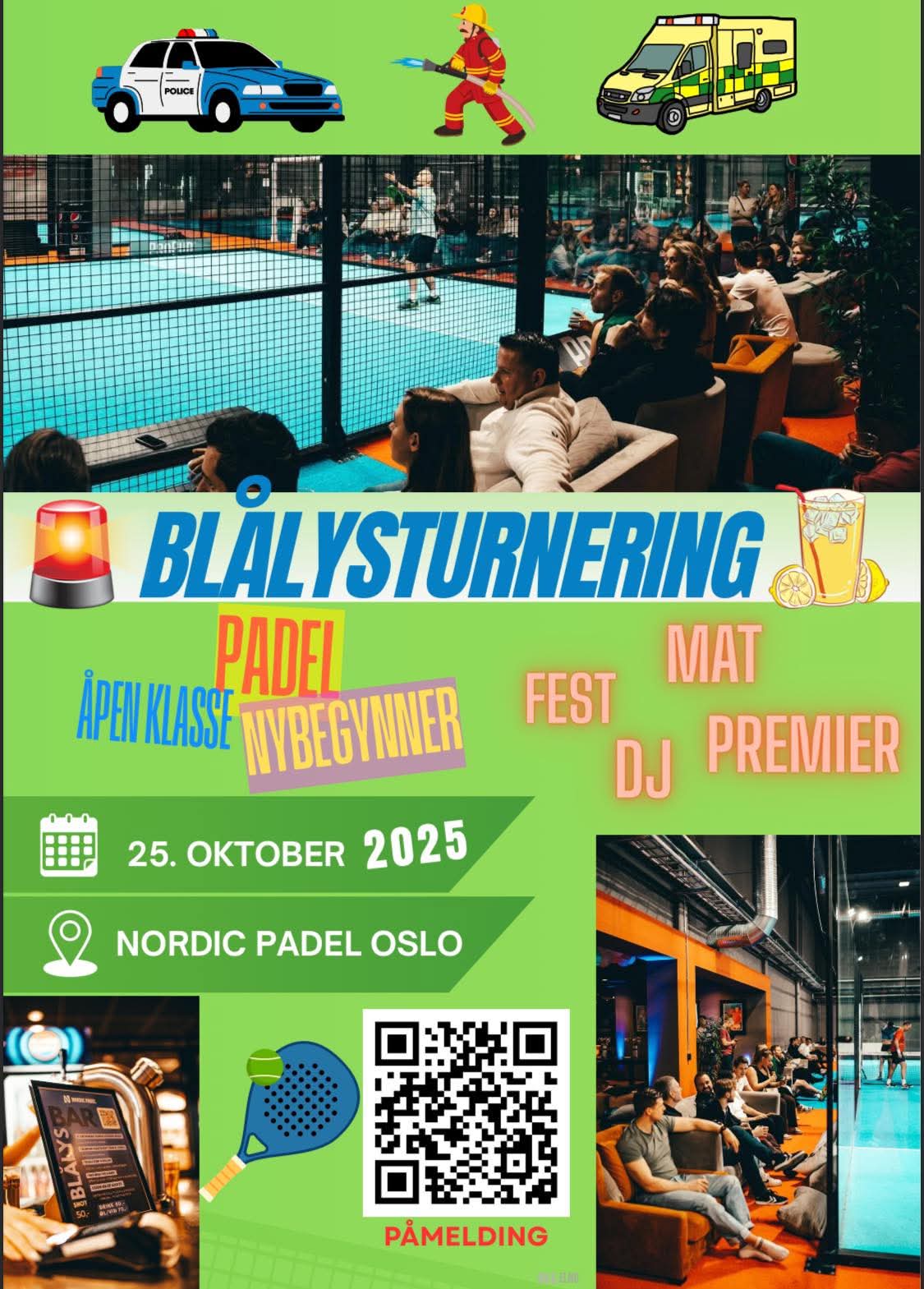 Padel turnering regi av blålys lørdag 25/10 (få plasser igjen)