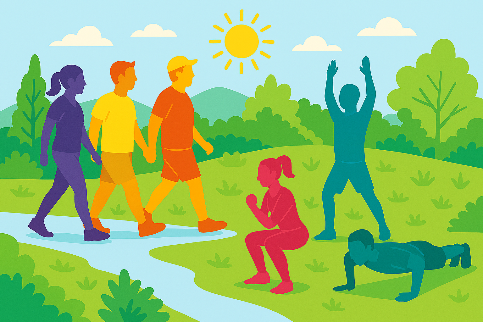 Lavterskel gåtur til Sognsvann med lette styrkeøvelser 