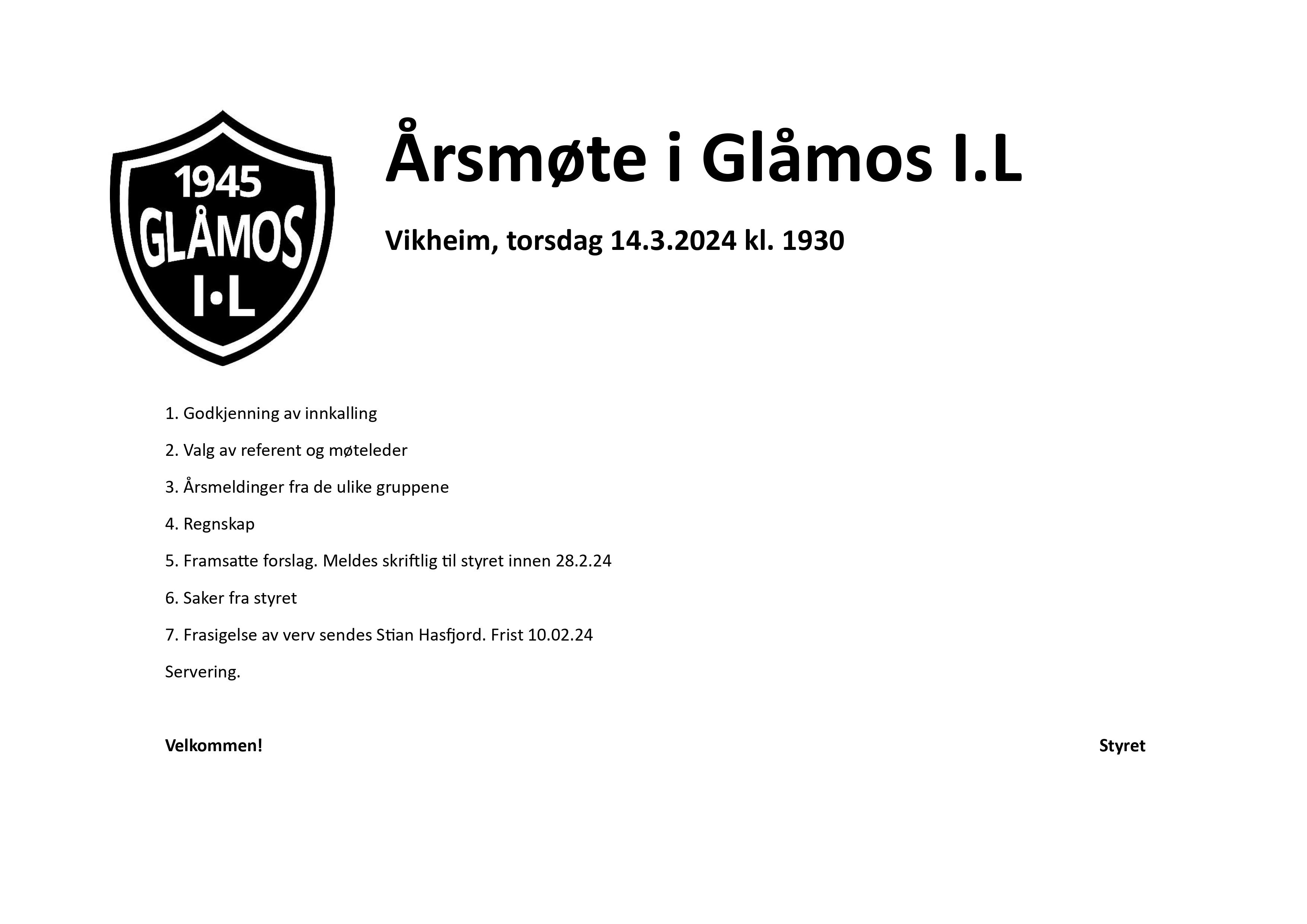 Årsmøte Glåmos IL