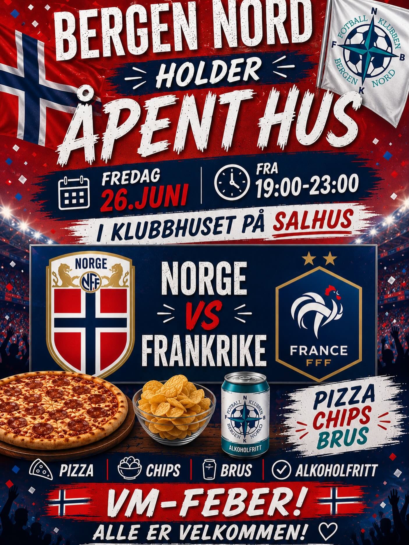 Se Norge–Frankrike på storskjerm i klubbhuset!