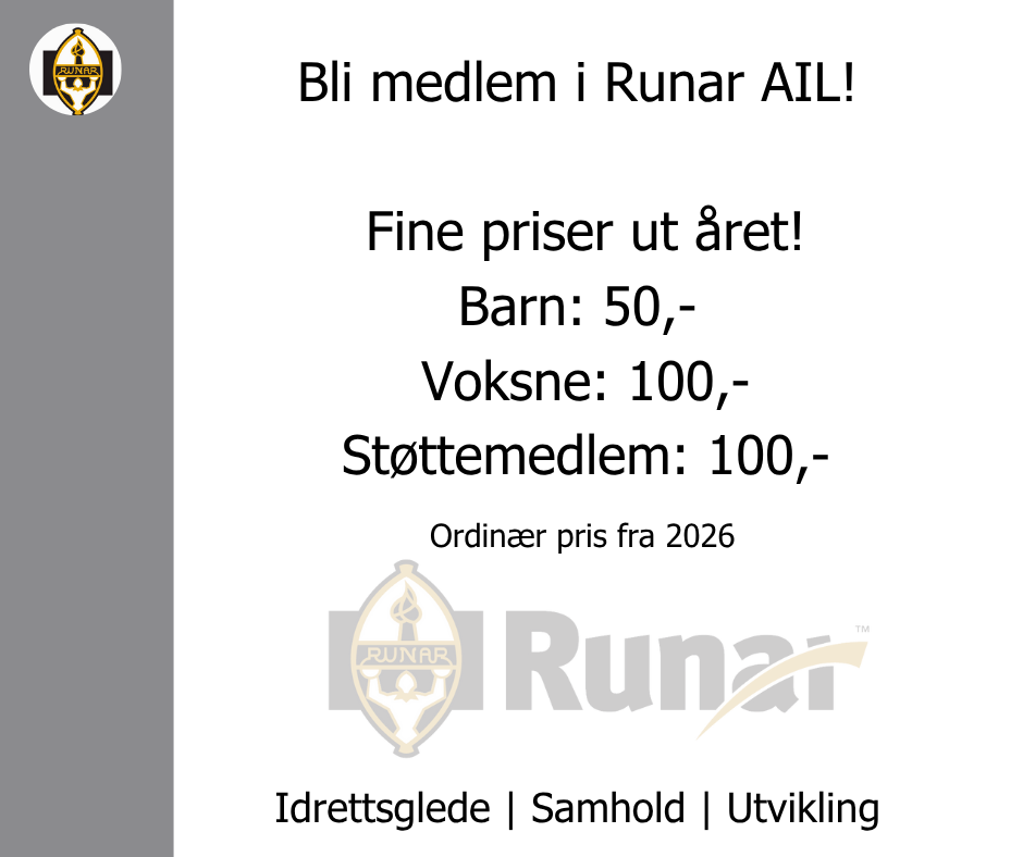 Bli med i Runar AIL – fine priser ut året!
