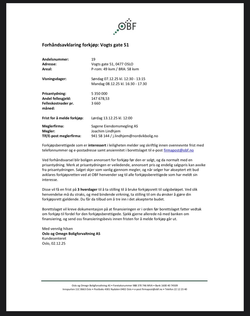 Avklaring forkjøpsrett andel 19