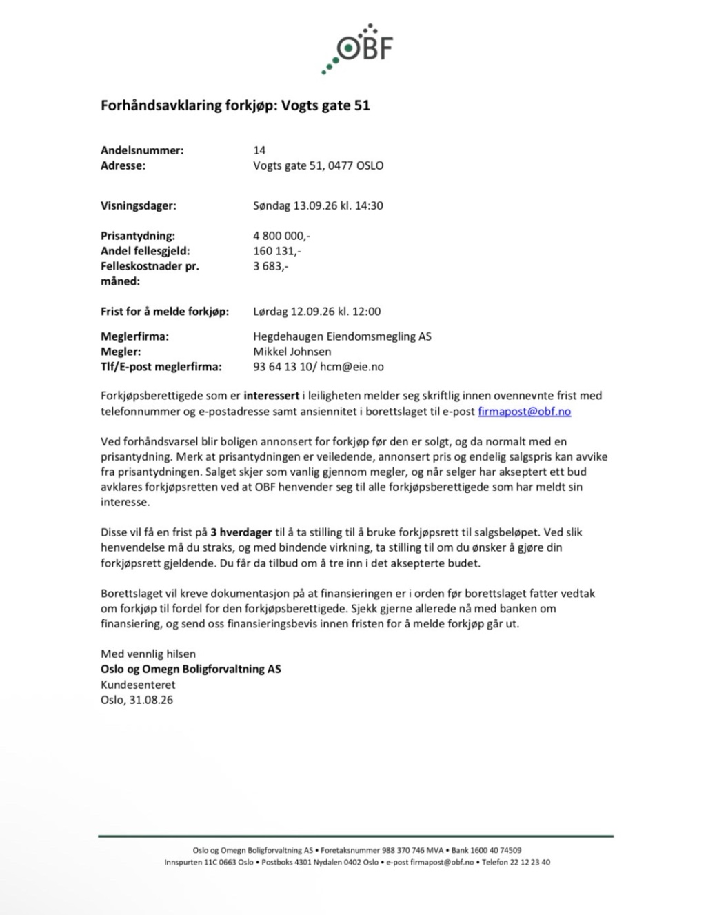 Forhåndsavklaring av forkjøpsrett - andel 14