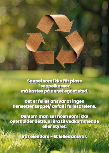 Hensetting av avfall/søppel i fellesareal