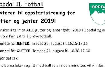 Oppstartstrening for Gutter og Jenter 2019