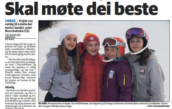 Firda om alpinjente-kvartetten som er på Landsfinalen i Meråker
