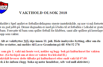 Vakthold Olsok
