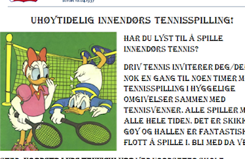 Uhøytidelig innendørs tennisspill lørdag 16.11