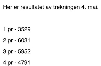 Trekningen av  Pors vårlotteri 2018