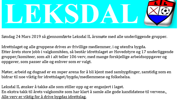Verv og ressurspersoner i Leksdal IL