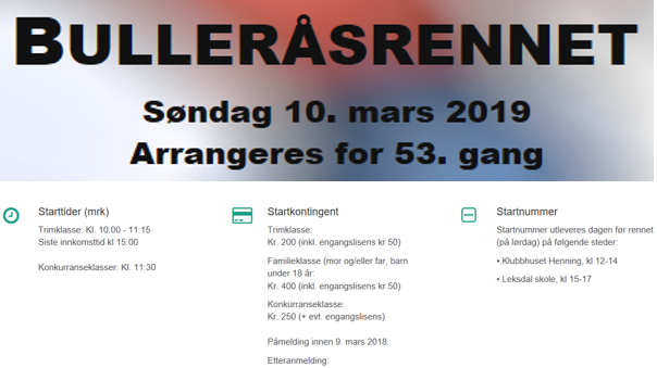 Bulleråsrennet. Det meldes fine forhold. MELD PÅ