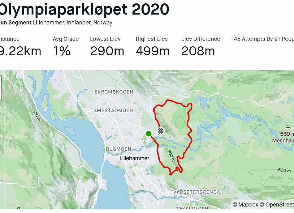 Her er løypa til Olympiaparkløpet 2020