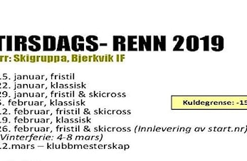 Tirsdagsrenn 2019