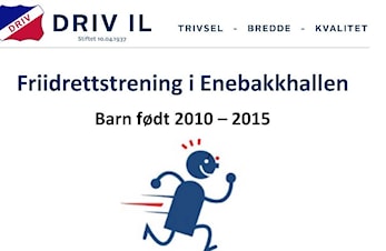 Friidrettstrening i Enebakkhallen for barn født 2010 - 2015