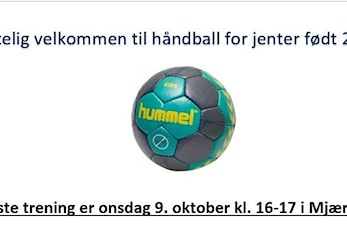 Håndball for jenter født 2012, oppstart 9. oktober