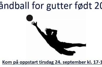 Oppstart håndball for gutter født 2012, 24 sept. kl. 17.00