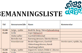 Bemanningsliste Øras dager