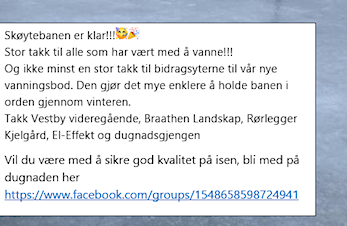 Nå blir det moro på Drivplassen - skøytebanen til Driv IL er klar!