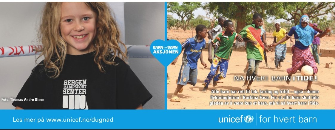 BERGEN KAMPSPORTSENTER STØTTER BARN FOR BARN AKSJONEN