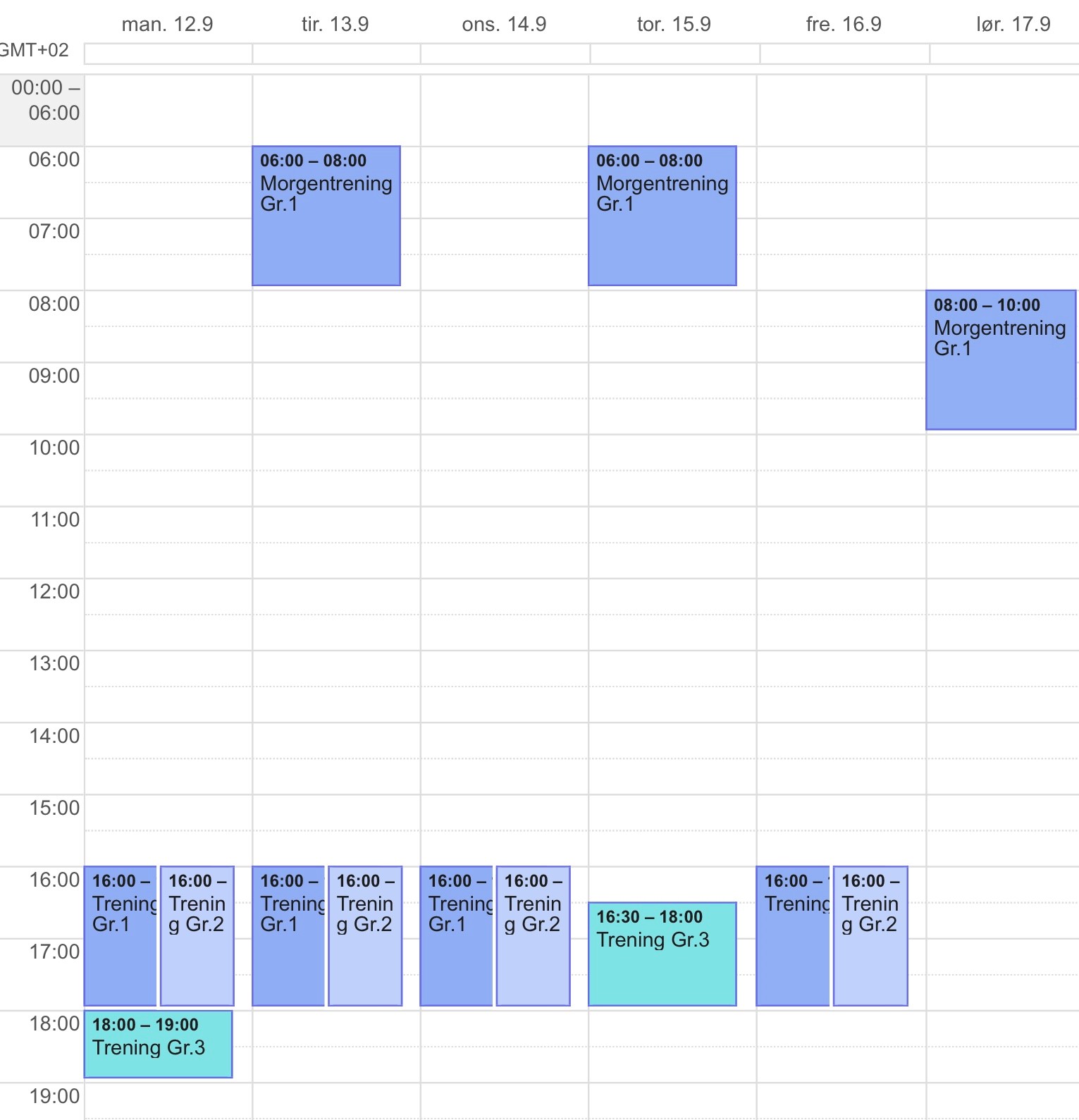 Treningstider 2016-2017