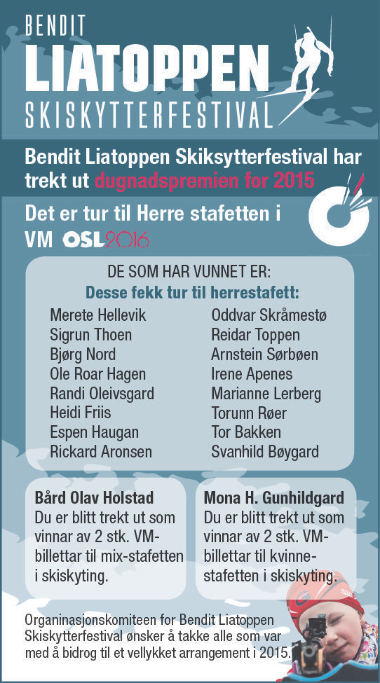 Dugnadspremier Bendit Liatoppen Skiskytterfestival