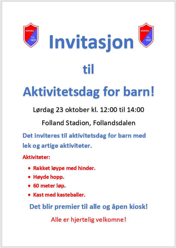 Aktivitetsdag for barn i Follandsdalen