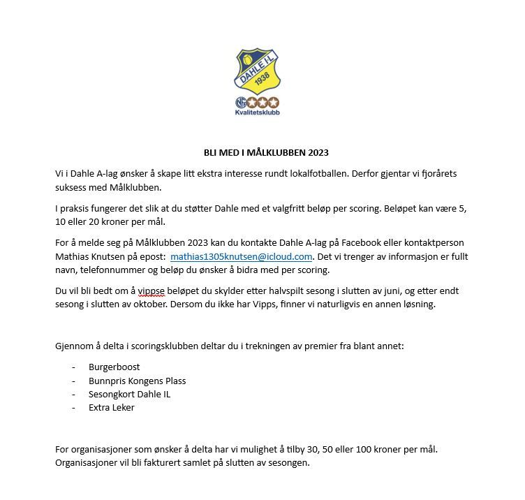Seniorgruppa inviterer til scoringsklubb for 2023 sesongen! 