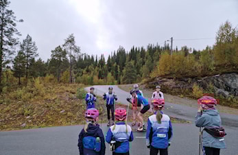 Skigruppa på samling på Selbuskogen