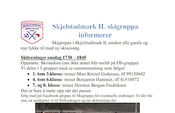 Informasjon fra skigruppa og invitasjon til Dalførekarusellrenn nr 1