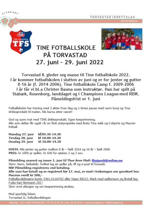 Background image for Påmeldings brosjyre Tine Fotballskole 2022