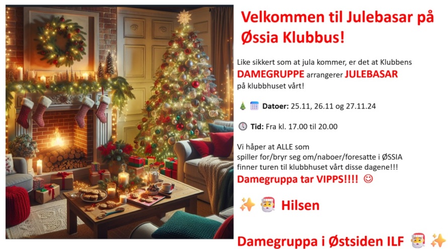 VELKOMMEN TIL JULEBASAR PÅ KLUBBHUSET