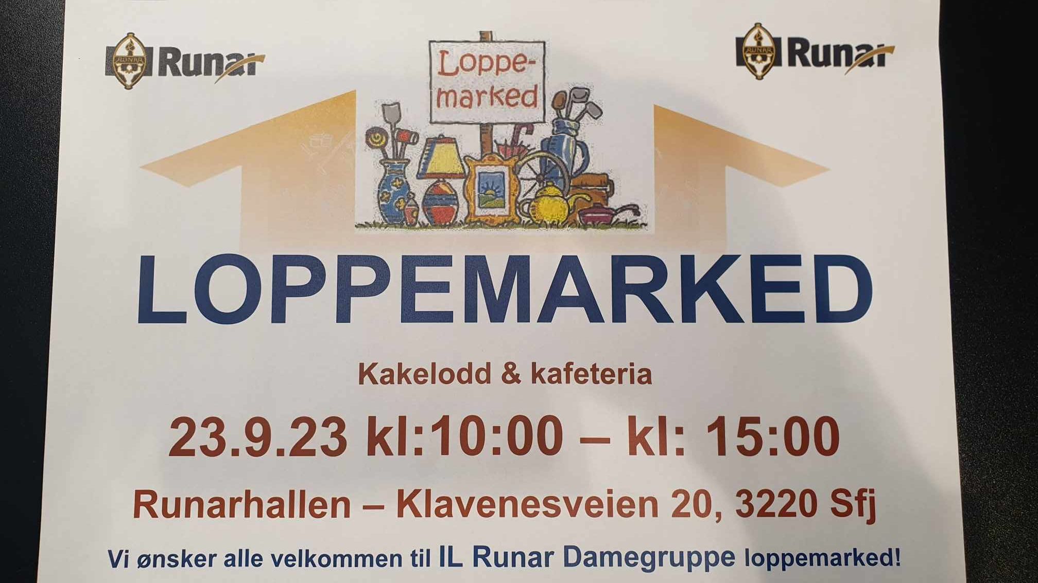 Loppemarked - Runarhallen 23.9 kl. 10:00