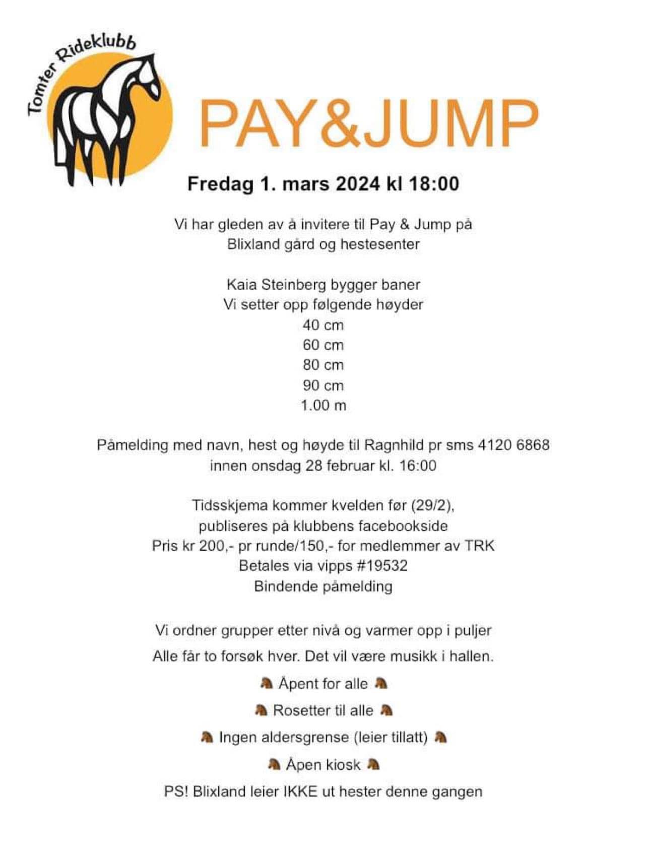 Velkommen til Pay and jump 1. mars 2024!