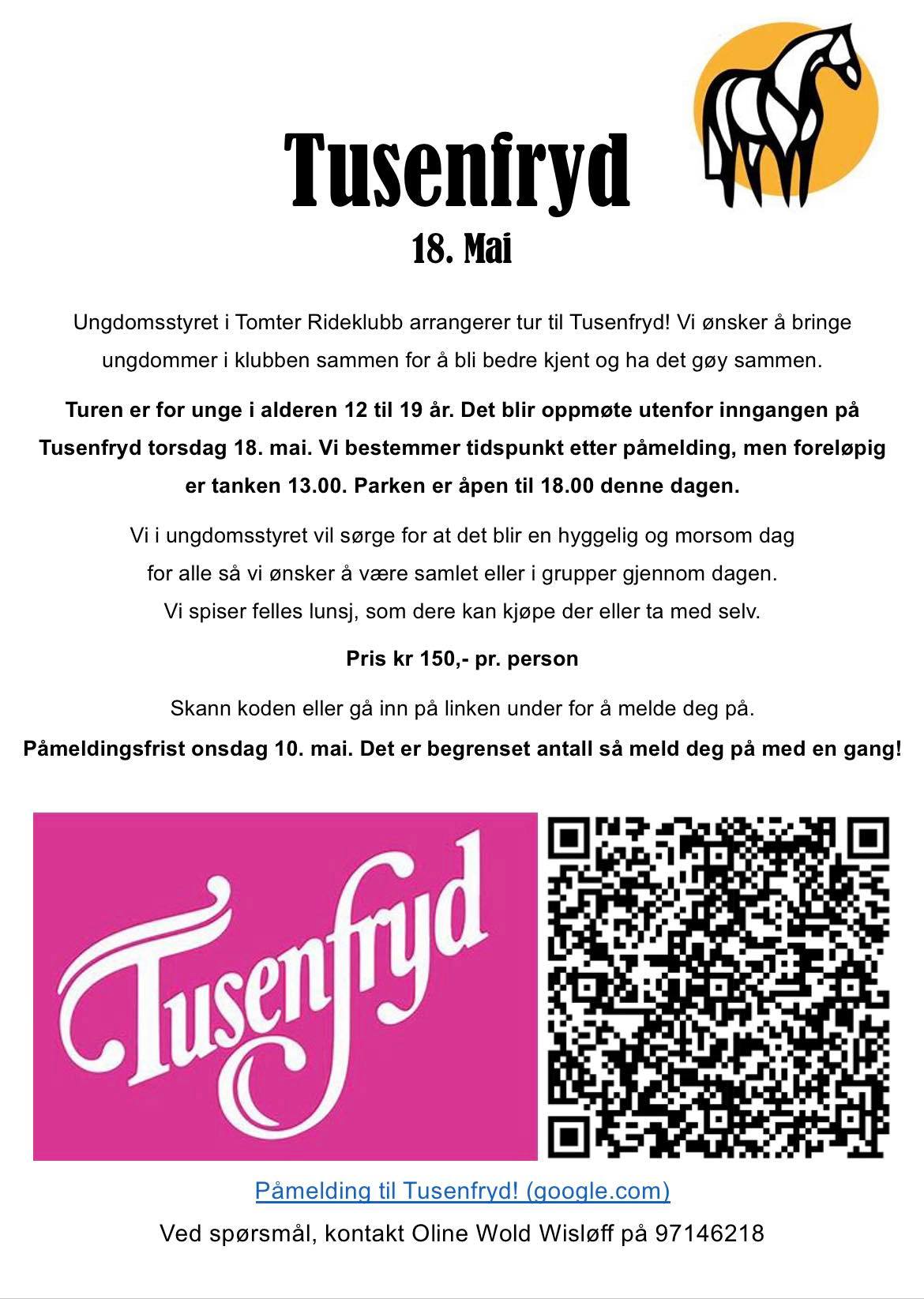 Ungdomsstyret inviterer medlemmene til Tusenfryd!