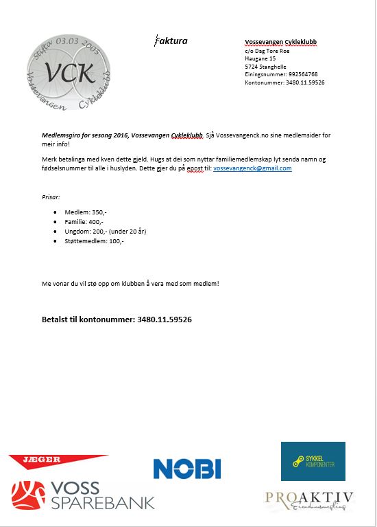 Medlemskap 2016, pluss litt informasjon!