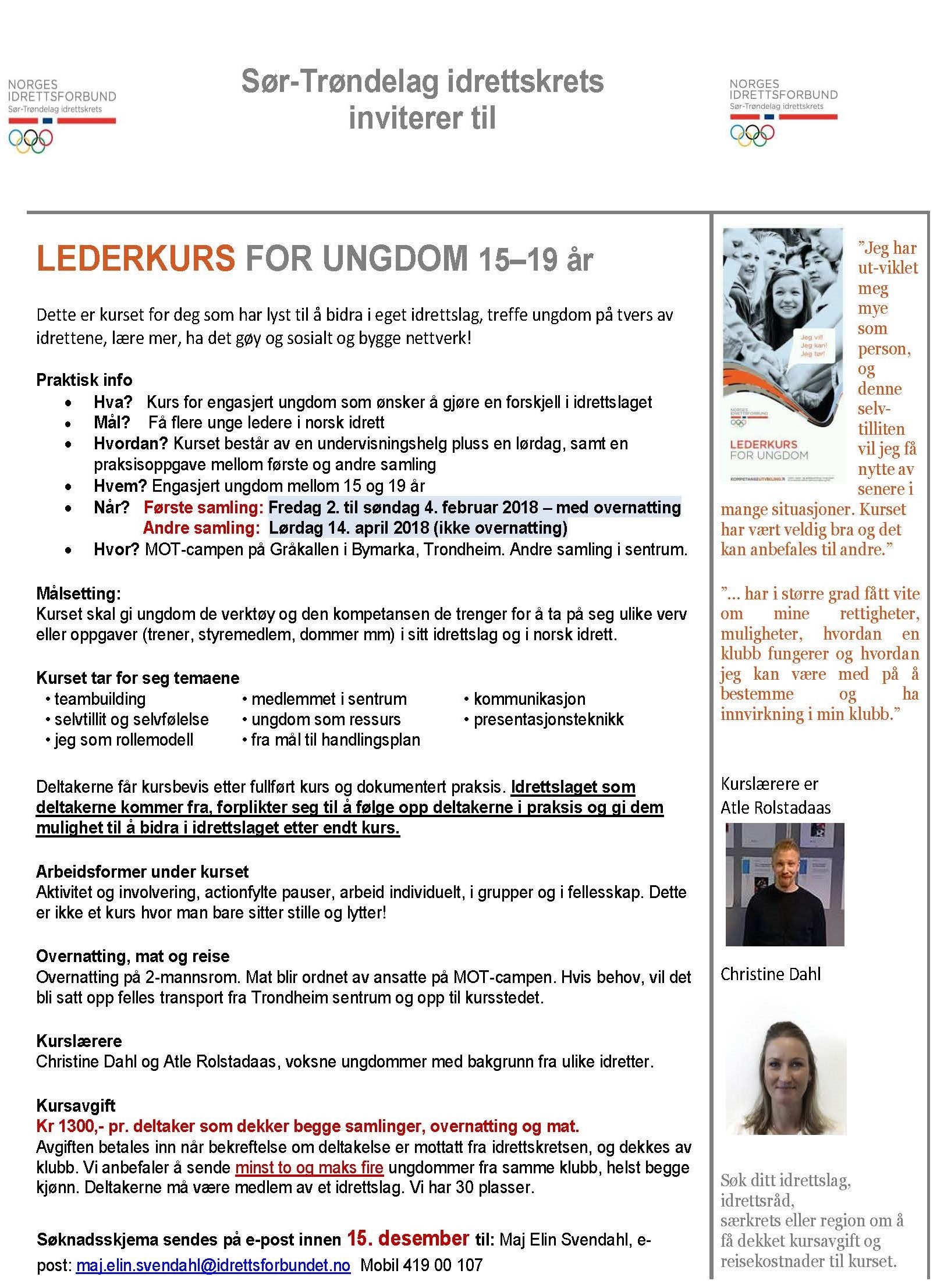 Lederkurs for ungdom 15-19 år