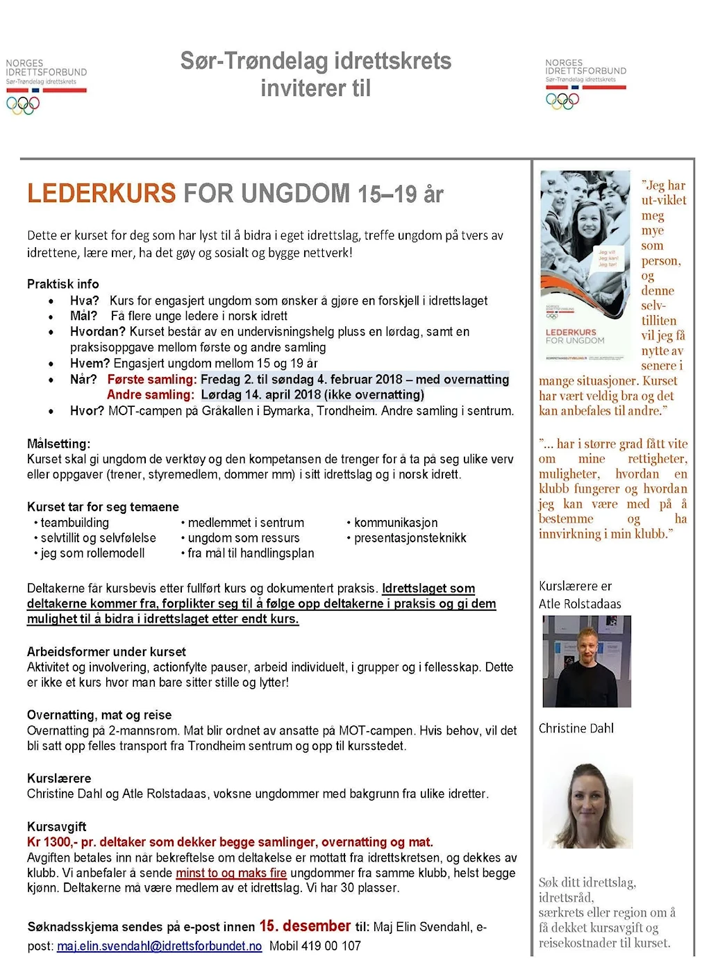Lederkurs ungdom 2018 - invitasjon