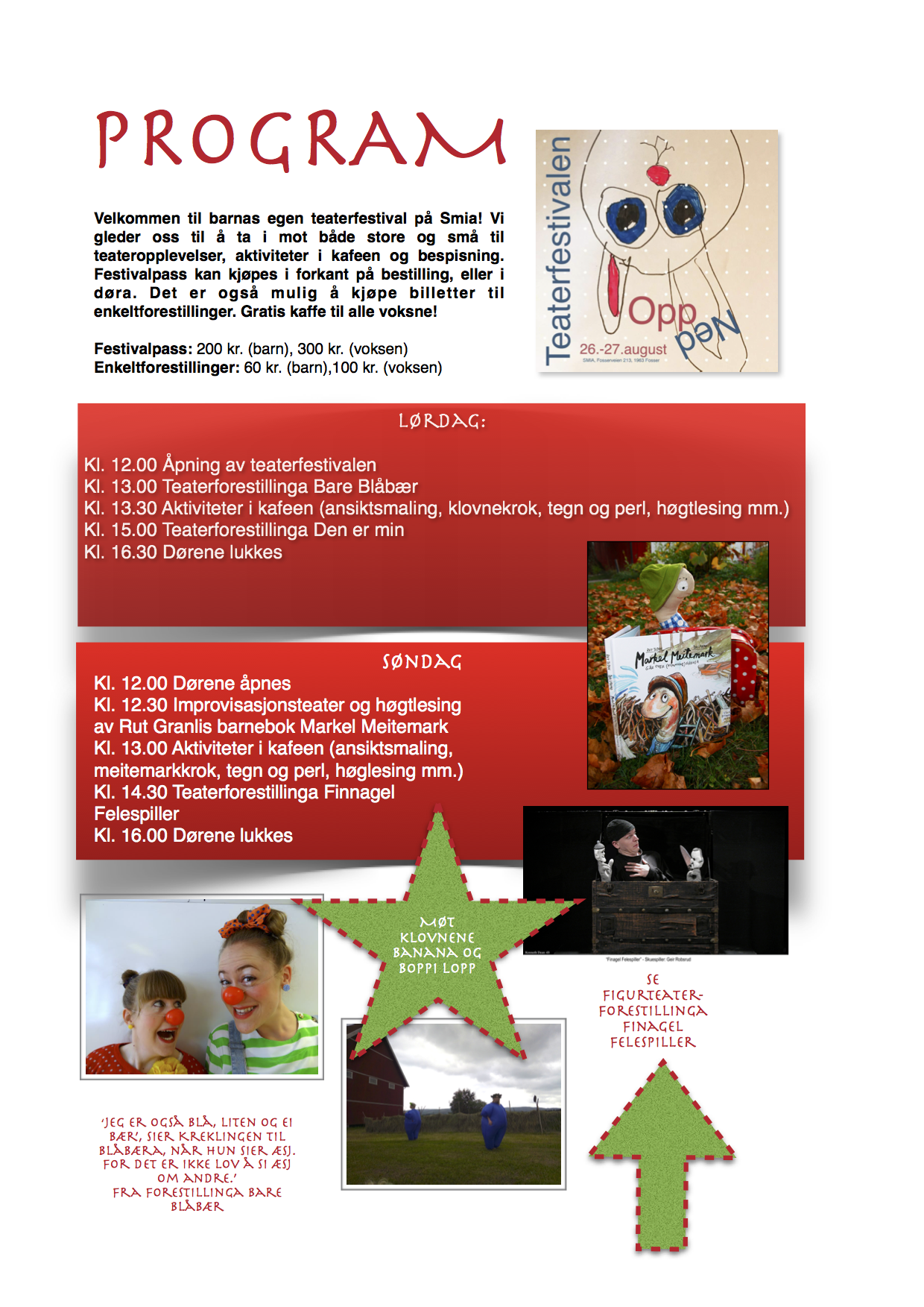Programmet for Teaterfestivalen OppNed