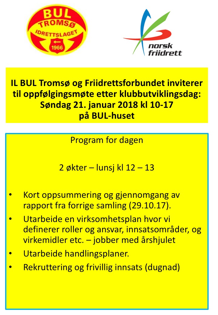 Invitasjon til klubbutviklingsdag - søndag 21. februar 2018