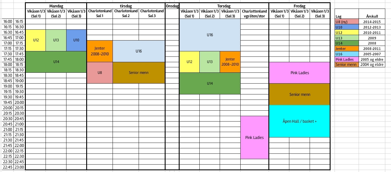 Treningstid sesongen 21/22