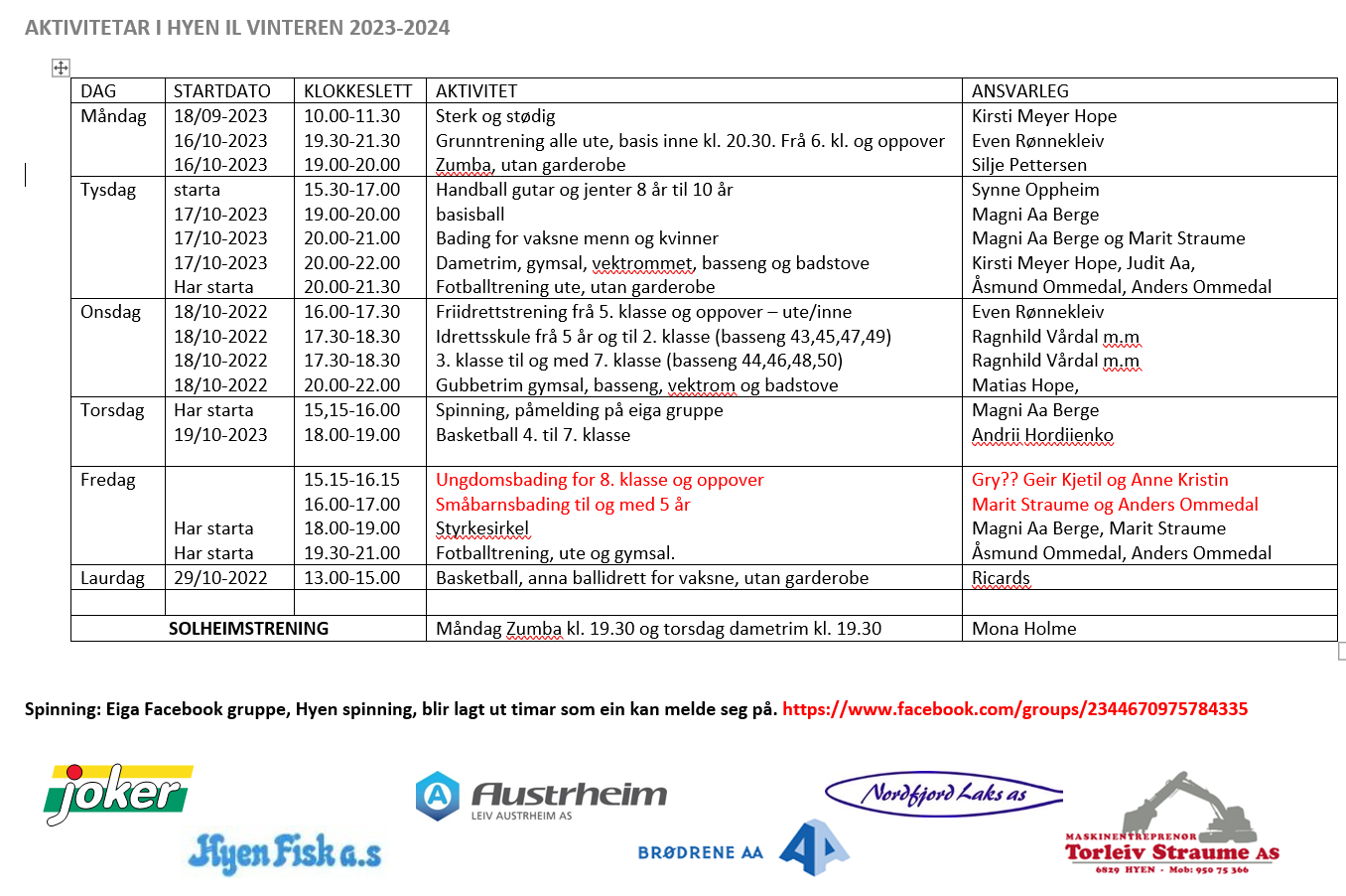 Aktivitertar 2023 - 2024