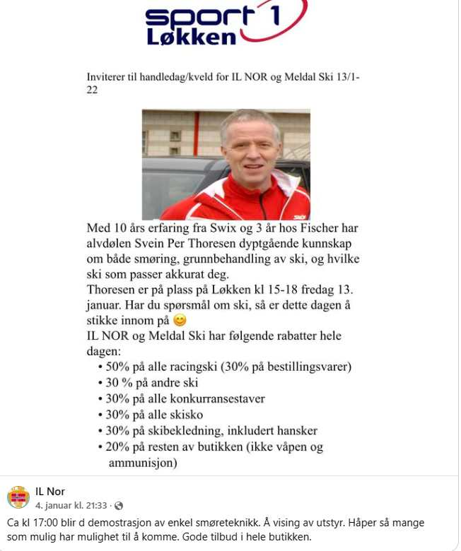 Handlekveld Sport 1 Løkken Verk fredag 13. januar