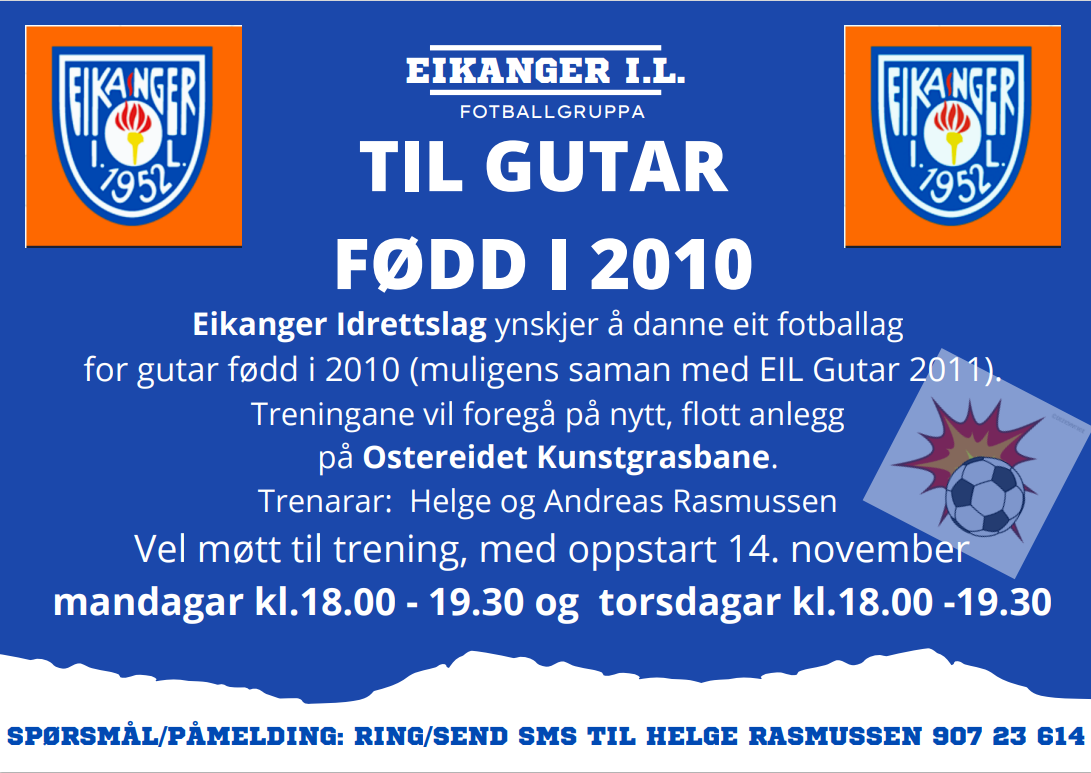 Oppstart fotball gutter født 2010