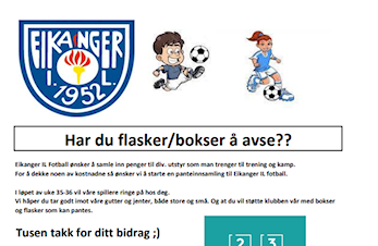Pante innsamling til Eikanger IL fotball