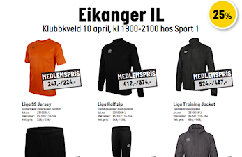 Klubbkveld 10 april, kl 19:00-21:00 hos Sport1 Knarvik