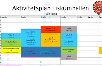 Oppdatert Aktivitetsplan for Hallen vinteren 2018/19