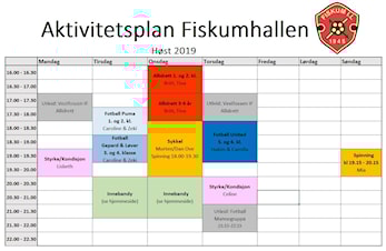 Aktivitetsplan for Fiskumhallen høsten 2019